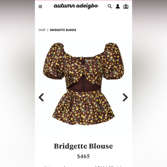 Women’s Bridgette Blouse size 8 in Brown and Yellow Autumn Adeigbo - Picture 9 of 9